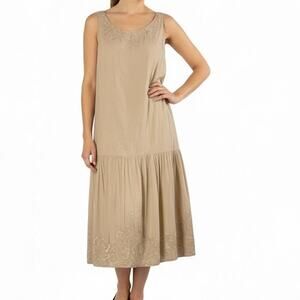 Marie St Claire Vintage Embroidered Tulle Overlay Maxi Dress Back Zip